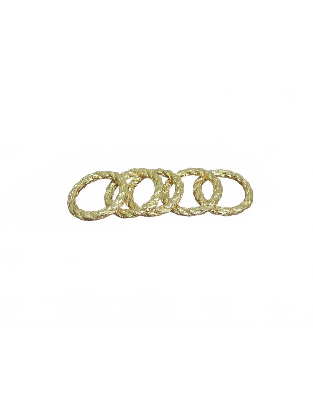5 Vintage Metallic Gold Finish Braided Rope Napkin Rings